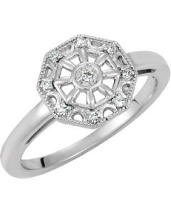 .05 Cttw Diamond Ring Sterling Silver  Size 8  .03Cttw Diamond Ring