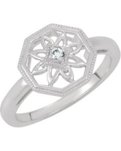 .03 Cttw Diamond Ring Sterling Silver  Size 6  .03Ct Diamond Ring
