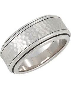 Ring With Hammer Finish Sterling Silver  Size 10 1/2 Ring W/Hammer Finish