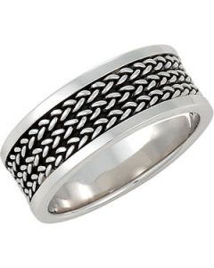 4 Row Woven Ring With Rhodium Plate Sterling Silver  Size 10.50 4 Row Woven Ring With Rhodium Plating
