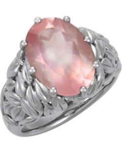 Gen Rose Quartz Ring Sterling Silver  14.00X10.00 Mm Genuine Rose Quartz Ring