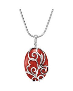 Genuine Red Jasper Pendant Enhancer Sterling Silver  30.00X22.00 Mm Genuine Red Jasper Enhancer