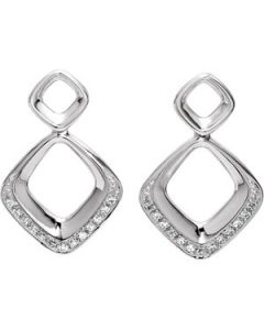 Diamond Earrings 14K White Gold 1/10 Cttw Dia Earrings Pair