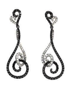 Earrings W/Black Rhodium Plati N\A  1 1/2 Cttw Pair