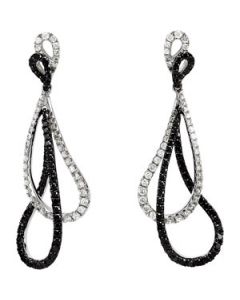Black & White Diamond Earrings N\A  1 3/8 Cttw Pair