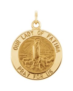 14kt Yellow 15mm Round Our Lady of Fatima Medal
