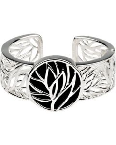 Genuine Onyx Hinged Cuff Bracelet Sterling Silver  32X32 Mm Genuine Onyx Bracelet