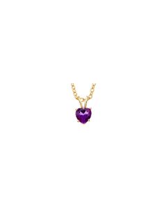 14kt Yellow 6mm Amethyst Heart 18