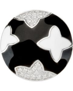 Diamond Ring With Black & White Enamel Sterling Silver  Ster Diamond Rign With Black & White Enamel