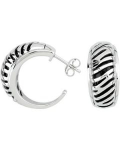 Genuine Onyx Earrings Sterling Silver  Pair 20.00X06.00 Mm Genuine Onyx Earrings