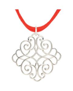 Diamond Necklace Sterling Silver  1/10 Ct Tw Diamond Necklace 16-18 Red Cord