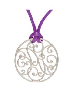 Diamond Necklace 18 Purple Cord Sterling Silver  1/10 Ct Tw Diamond Necklace 18 Purple Cord