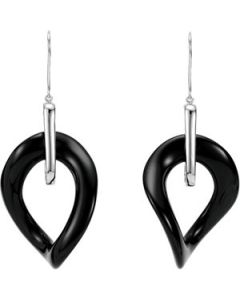 Genuine Onyx Earrings Sterling Silver  Pair 30.00X36.00 Mm Genuine Onyx Earrings