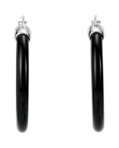 Genuine Onyx Earrings Sterling Silver  Pair 30.00 Mm Genuine Onyx Earrings
