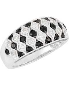 Genuine Black Spinel And Diamond Ring 14K White Gold 1/3 Ct Tw Genuine Black Spinel And Diamond Ring