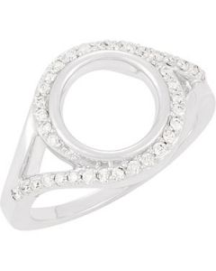 Diamond And Genuine London Blue Topaz Ring 14K White Gold 1/4 Ct Tw/09.00 Mm Diamond & Genuine Blue Topaz Ring