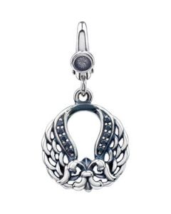 Black Cubic Zirconia Fleur-De-Lis Charm Sterling Silver  17.00X15.00 Mm Black Cubic Zirconia Charm