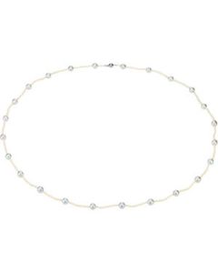 Freshwater Cultured Silver & White Pearl Necklace Sterling Silver  42 Inch Freshwater Cultured Silver Grey & White Pearl Necklace