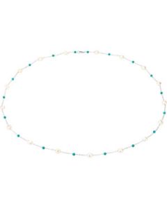 Freshwater Cultured Baroque Pearl & Genuine Turquoise Necklace Sterling Silver  42 Inch Freshwater Cultured Baroque Pearl & Gen Turquoise Necklace