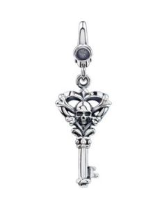 Skull Key Charm Sterling Silver  26X12 Mm  Skull Key Charm