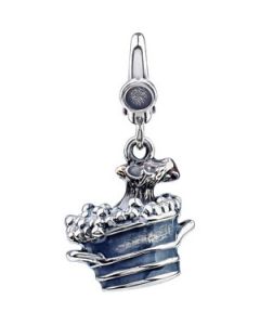 Dog Bath Charm Sterling Silver  17.00X15.00 Mm Dog Bath Charm