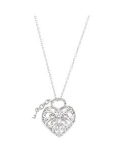 Diamond Heart Necklace Sterling Silver  1/10 Ct Tw/18.00 Inch Diamond Heart Necklace