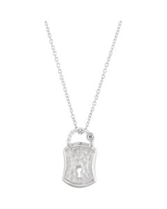 Diamond Lock Necklace Sterling Silver  .07 Ct Tw/18.00 Inch Diamond Lock Necklace