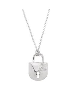 Diamond Heart Lock Necklace Sterling Silver  .07 Cttw / 18   Diamond Heart Lock Necklace
