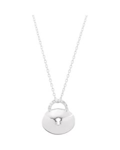 Diamond Lock Necklace Sterling Silver  .07 Cttw / 18 Inch  Diamond Lock Necklace