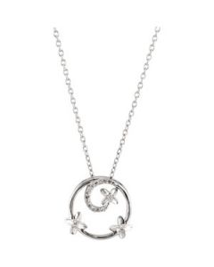 Diamond Necklace Sterling Silver  .07 Ct Tw/ 18 Inch Diamond Necklace