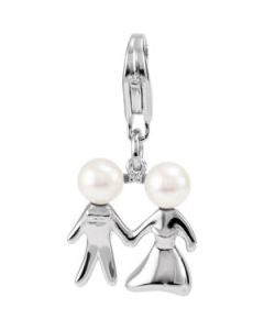 Freshwater Cultured Pearl Wedding Charm Sterling Silver  4.5 -5Mm