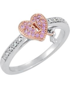 Pink Sapp&Dia .04Cttw Hrt Ring N\A  Size 07.00