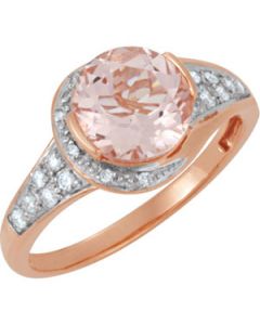 Genuine Morganite And Diamond Ring 14Kt Rose Gold 1/6 Ct Tw/08.00 Mm Genuine Morganite And Diamond Ring