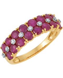 Genuine Mozambique Ruby And Diamond Ring 14K Yellow Gold .04 Ct Tw Genuine Mozambique Ruby And Diamond Ring