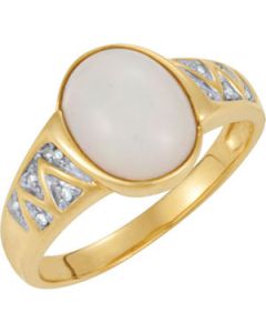 Genuine Opal And Diamond Ring 14K Yellow Gold .04 Ct Tw/10.00X08.00Mm Genuine Opal And Diamond Ring