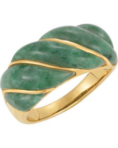 Genuine Russian Jadeite Ring 14K Yellow Gold Size 07.00 Genuine Russian Jadeite Ring