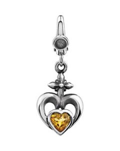 Cross Heart Charm With Citrine Sterling Silver  19.00X12.00 Mm Cros Heart Charm W/Citrine