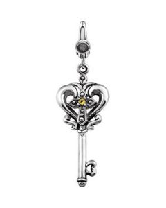 Key Charm With Citrine Sterling Silver  31.00X15.00 Mm Key Charm W/Citrine