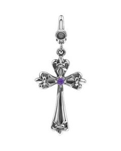 Cross Charm With Amethyst Sterling Silver  30.00X17.00 Mm Cross Charm W/Amethyst
