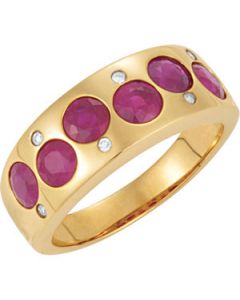 Genuine Mozambique Ruby And Diamond Ring 14K Yellow Gold .04 Ct Tw Genuine Mozambique Ruby And Diamond Ring