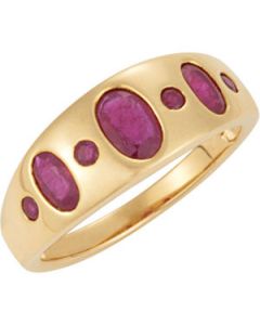 Genuine Mozambique Ruby Ring 14K Yellow Gold 06.00X04.00Mm/05.00X03.00Mm/02.00 Mm Genuine Mozambique Ruby Ring