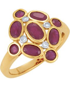 Genuine Mozambique Ruby And Diamond Ring 14K Yellow Gold .025 Ct Tw Genuine Mozambique Ruby & Diamond Ring