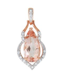 Genuine Morganite And Diamond Pendant 14Kt Rose Gold .06 Ct Tw/12.00X06.00 Mm Genuine Morganite And Diamond Pendant