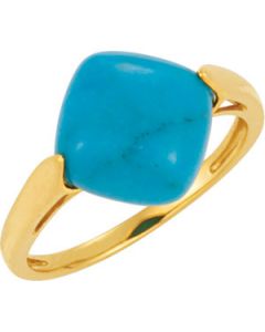 Genuine Chinese Turquoise Ring 14K Yellow Gold 