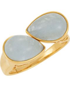 Genuine Milky Aquamarine Ring 14K Yellow Gold 10X7 Mm  Milky Aquamarine Ring