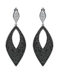 Genuine Black Spinel & Diamond Earrings Sterling Silver  1/2 Ct Tw/Pair Genuine Spinel And Diamond Earrings