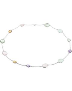 Genuine Multicolor Gemstone Necklace Sterling Silver  20.00 Inch Genuine Multi-Color Gemstone Necklace