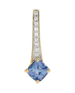 Genuine Tanzanite And Diamond Pendant 14K Yellow Gold .04 Ct Tw/05.00X05.00 Mm Genuine Tanzanite And Diamond Pendant