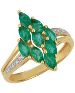 Emerald & Diamond Ring N\A  .03 Ct Tw/ 05.00X02.50 Mm