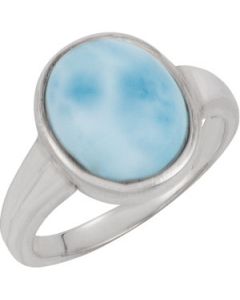 Genuin Larimare Ring Sterling Silver  12.00X10.00 Mm Genuine Larimar Ring